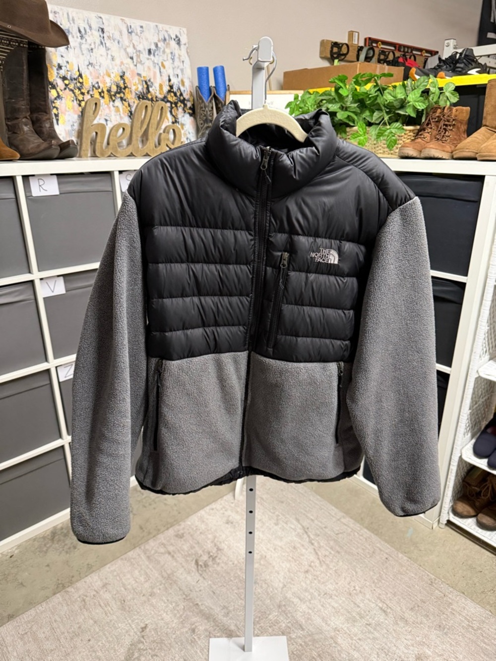 The North Face Denali 550 Fleece Black and Gray Hybrid Polartec Jacket